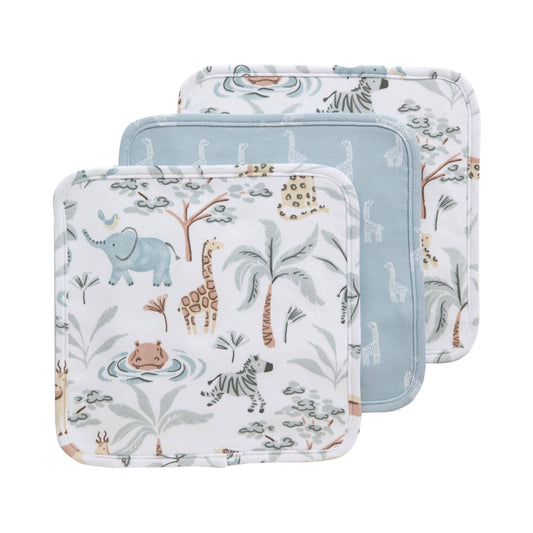 Living Textiles - 3 Pack Wash Cloths - Wild Safari