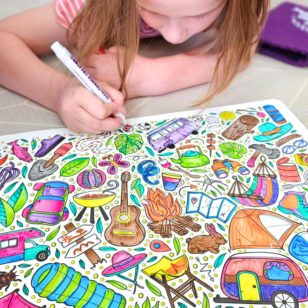 Little Change Creators - OUTBACK | Children's Reusable Colouring Mat Kit