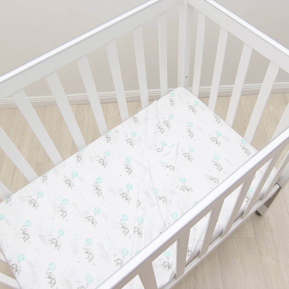 Living Textiles - Childcare Cot Fitted Sheet - Elephant