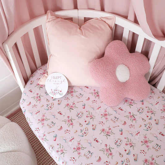 Snuggle Hunny - Alice's Tea Party Organic Fitted Cot Sheet