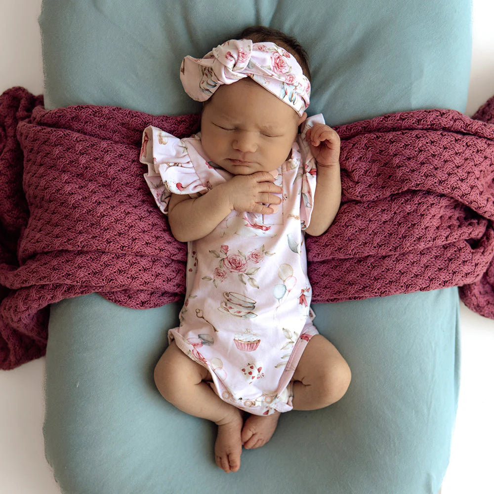 Snuggle Hunny - Alice's Tea Party Short Sleeve Organic Bodysuit