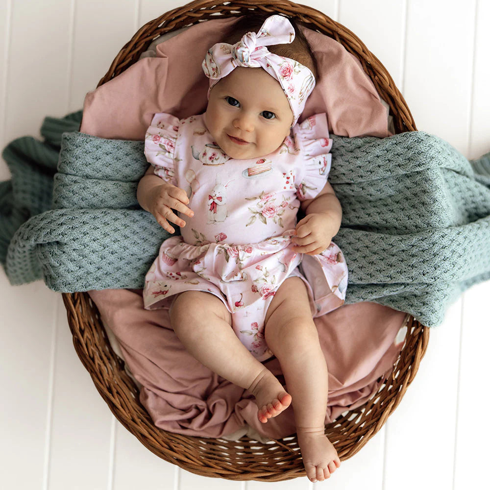 Snuggle Hunny - Alice's Tea Party Short Sleeve Organic Dress