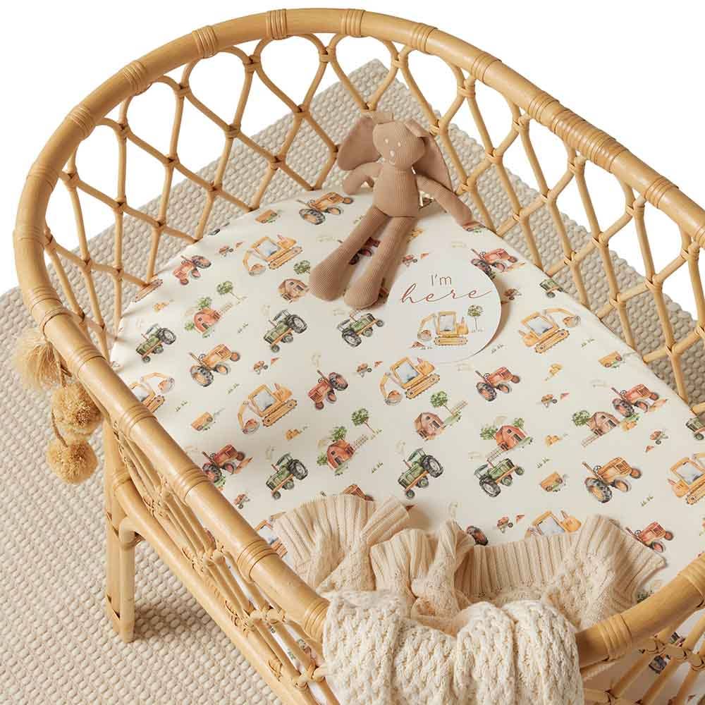 Diggers & Tractors Organic Bassinet Sheet / Change Pad Cover