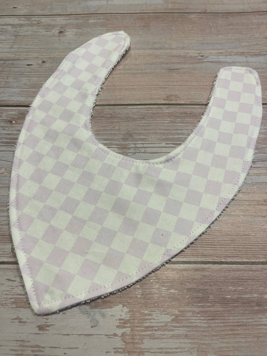 Finished with a Kiss - Baby Bib - Dribble Bib - Lilac Check