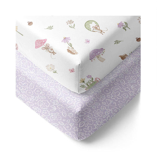 Living Textiles - Organic Cot Fitted Sheet 2 Pack - Whimsical Wonderland