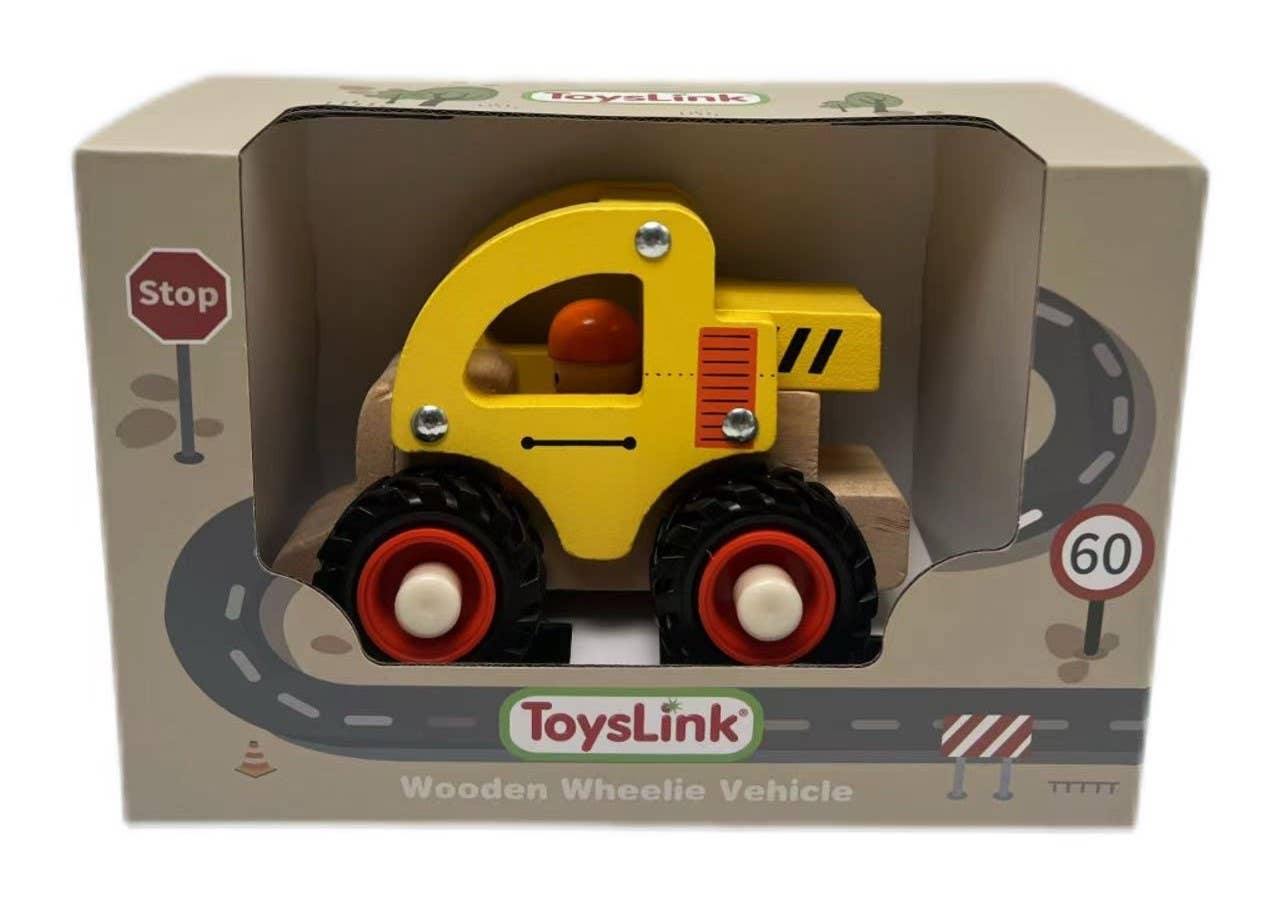 ToysLink - Wooden Wheelie Bulldozer Toy Car