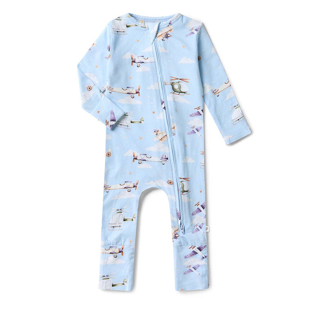 Snuggle Hunny - Taking Flight Organic Snugglesuit Convertible Romper