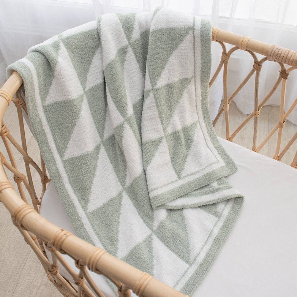 Living Textiles - Chenille Blanket - Sage Triangle