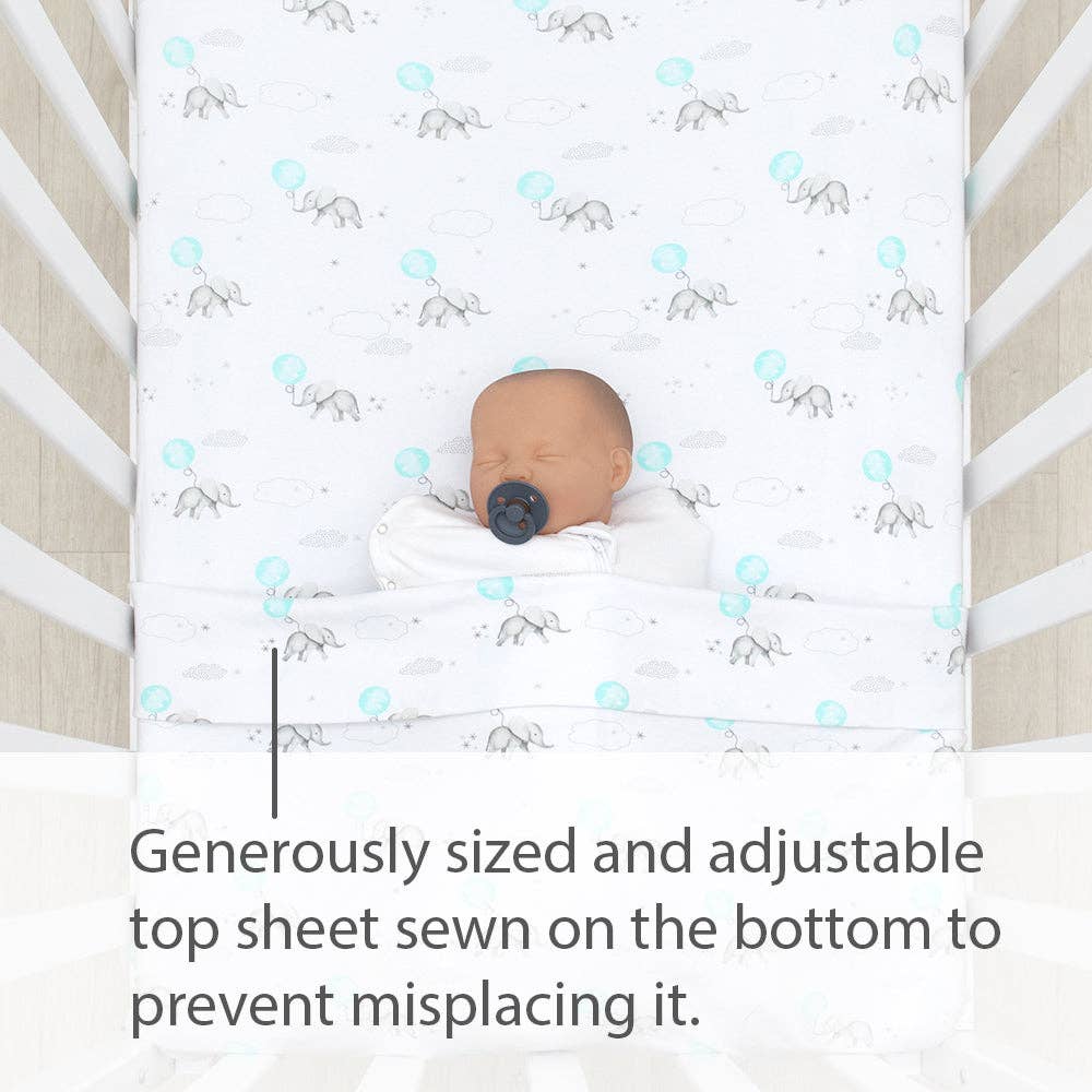 Living Textiles - Childcare Cot Fitted Sheet - Elephant