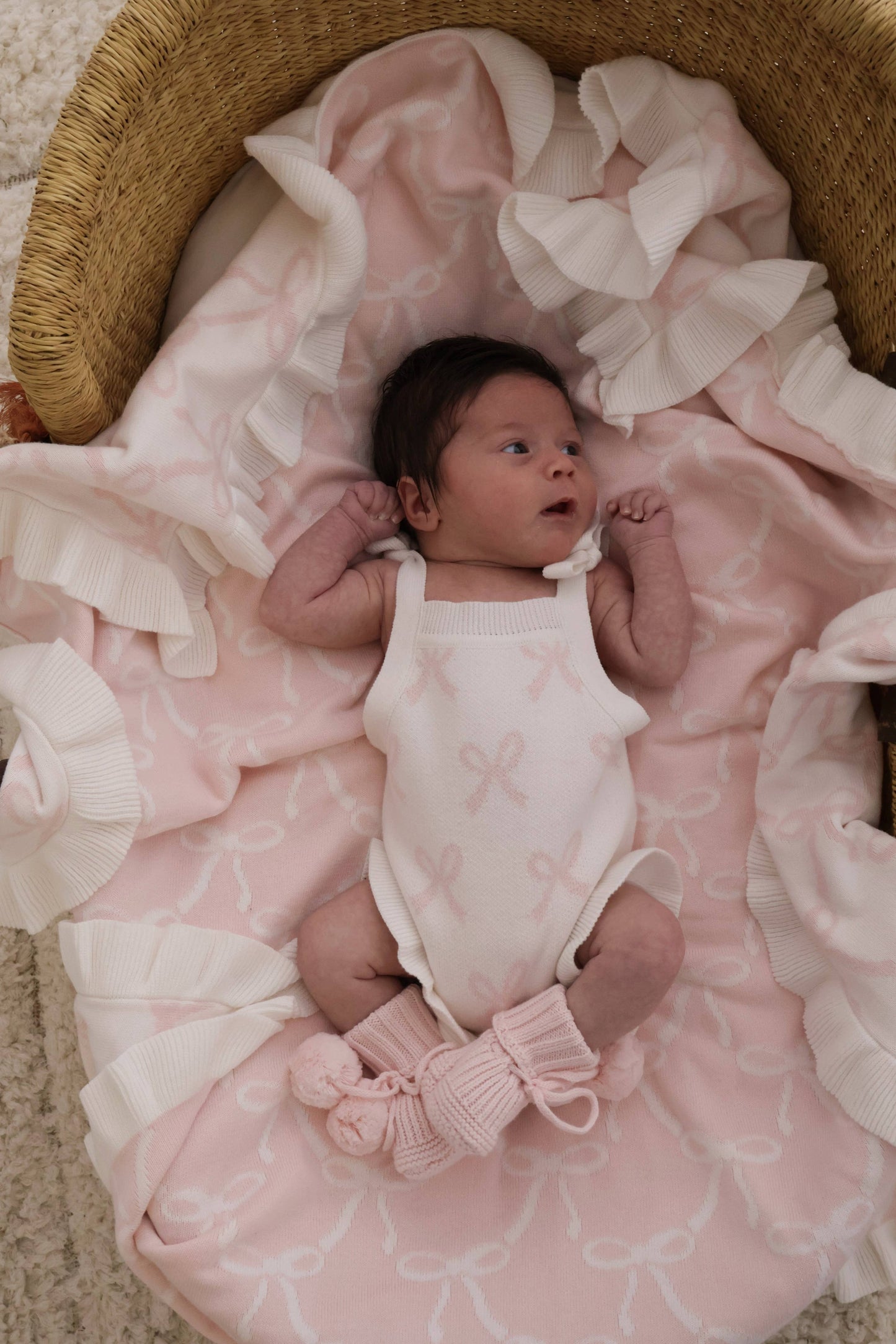 Petite + Co - Summer Bow Frill Romper - Milk