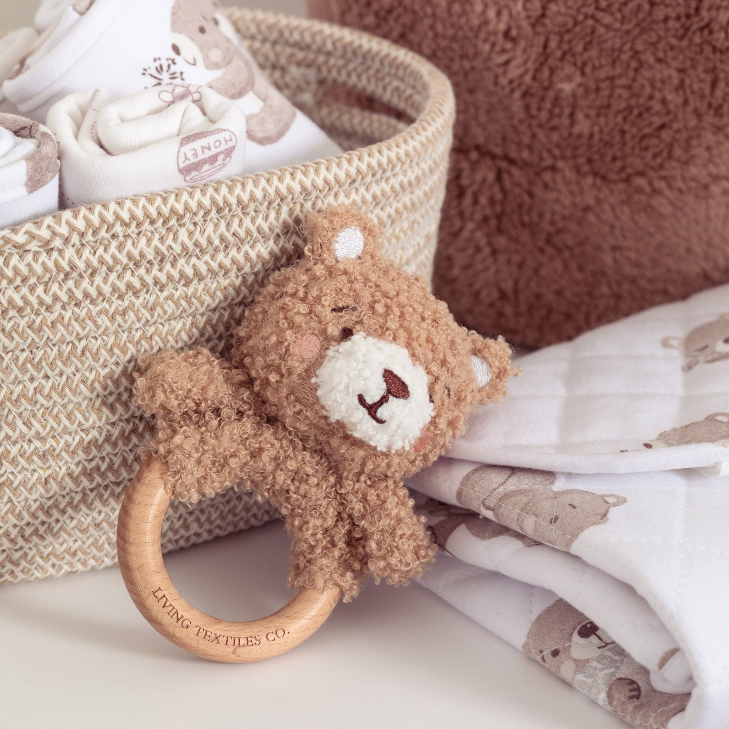 Living Textiles - Teething Ring & Dummy Chain Gift Set - Cuddly Bear