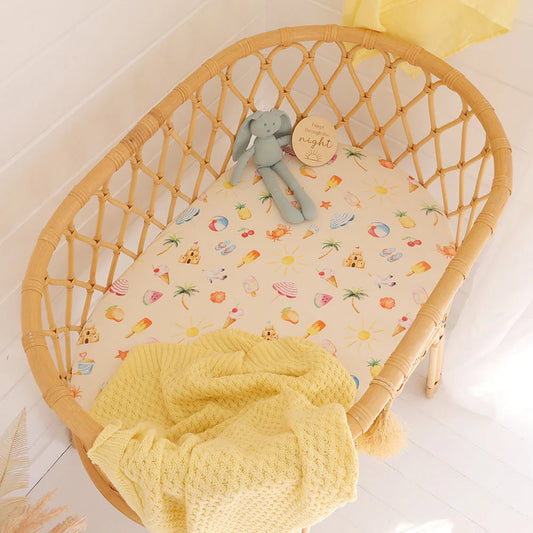Snuggle Hunny - Beach Fun Organic Bassinet Sheet / Change Pad Cover