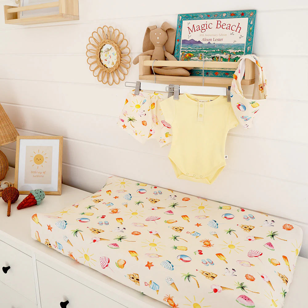Snuggle Hunny - Beach Fun Organic Bassinet Sheet / Change Pad Cover