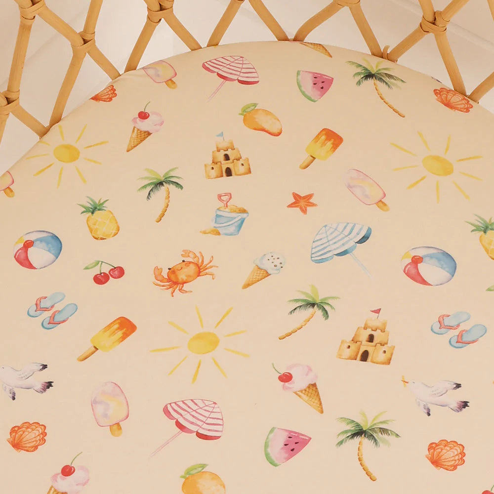 Snuggle Hunny - Beach Fun Organic Bassinet Sheet / Change Pad Cover