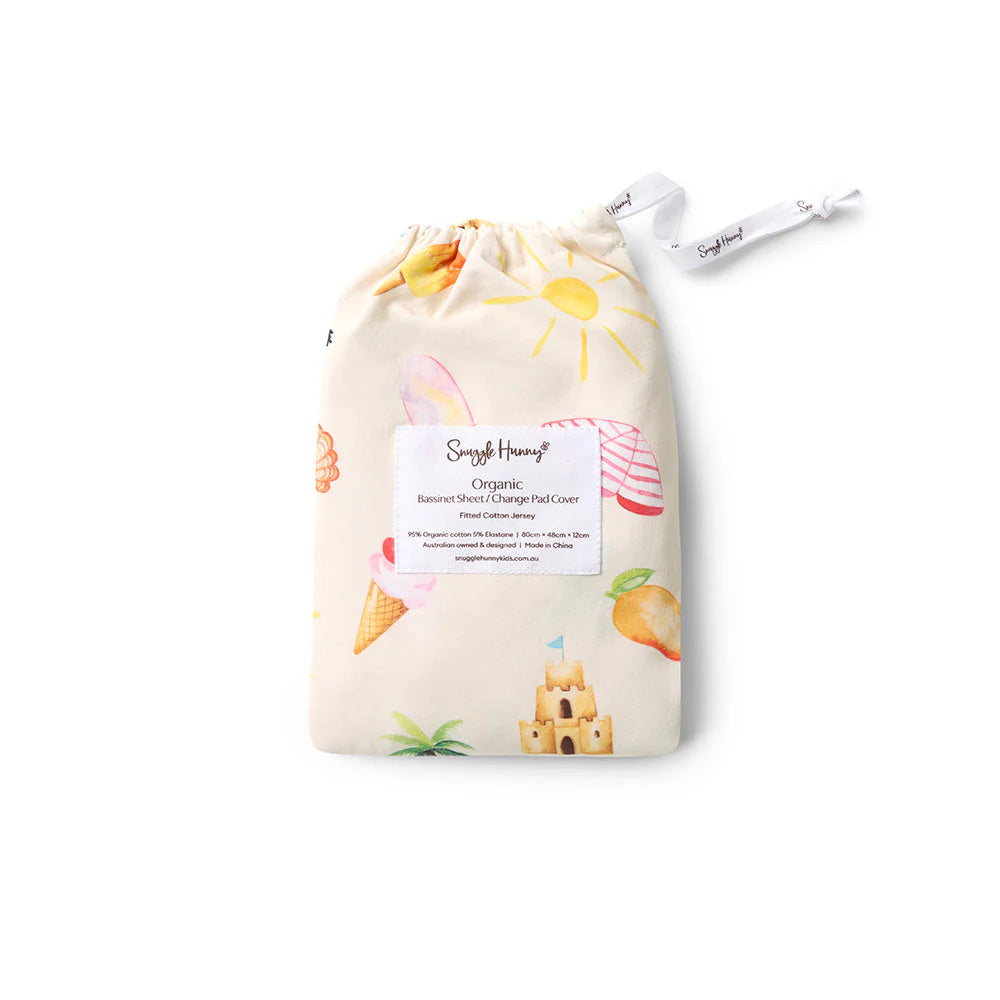 Snuggle Hunny - Beach Fun Organic Bassinet Sheet / Change Pad Cover