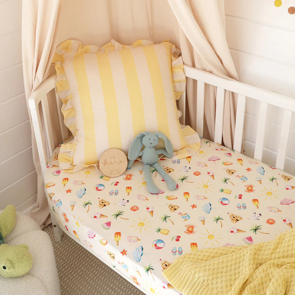 Snuggle Hunny - Beach Fun Organic Fitted Cot Sheet