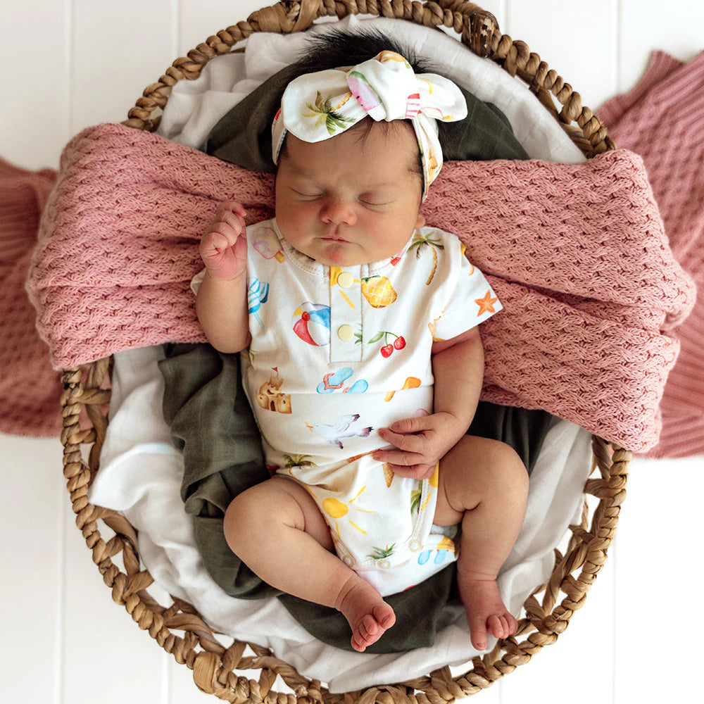 Snuggle Hunny - Beach Fun Short Sleeve Organic Bodysuit