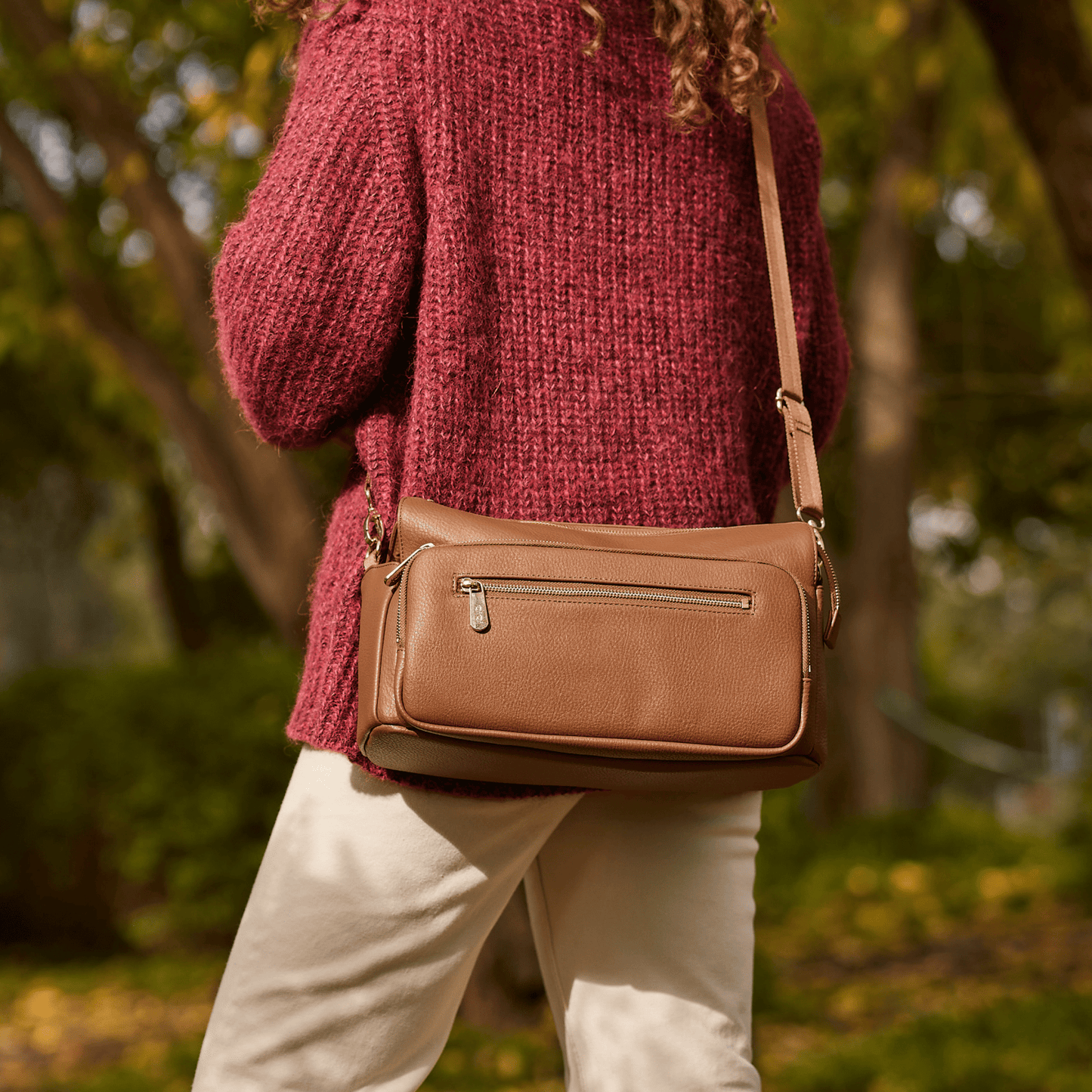 OiOi - Multitasker Pram Caddy - Chestnut Brown Vegan Leather
