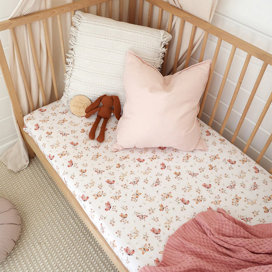 Snuggle Hunny - Butterfly Organic Fitted Cot Sheet