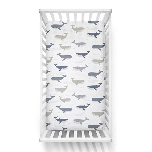 Cot Fitted Sheet - Whales