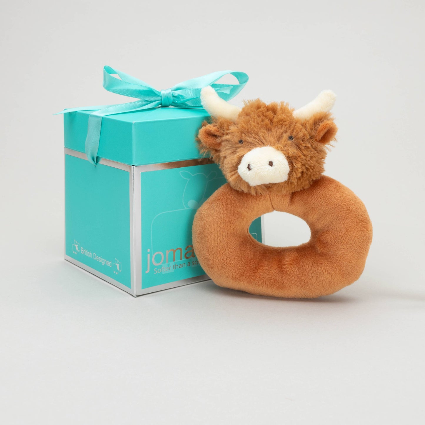 Horny Highland Brown Cow Baby Plush Rattle - 10CM