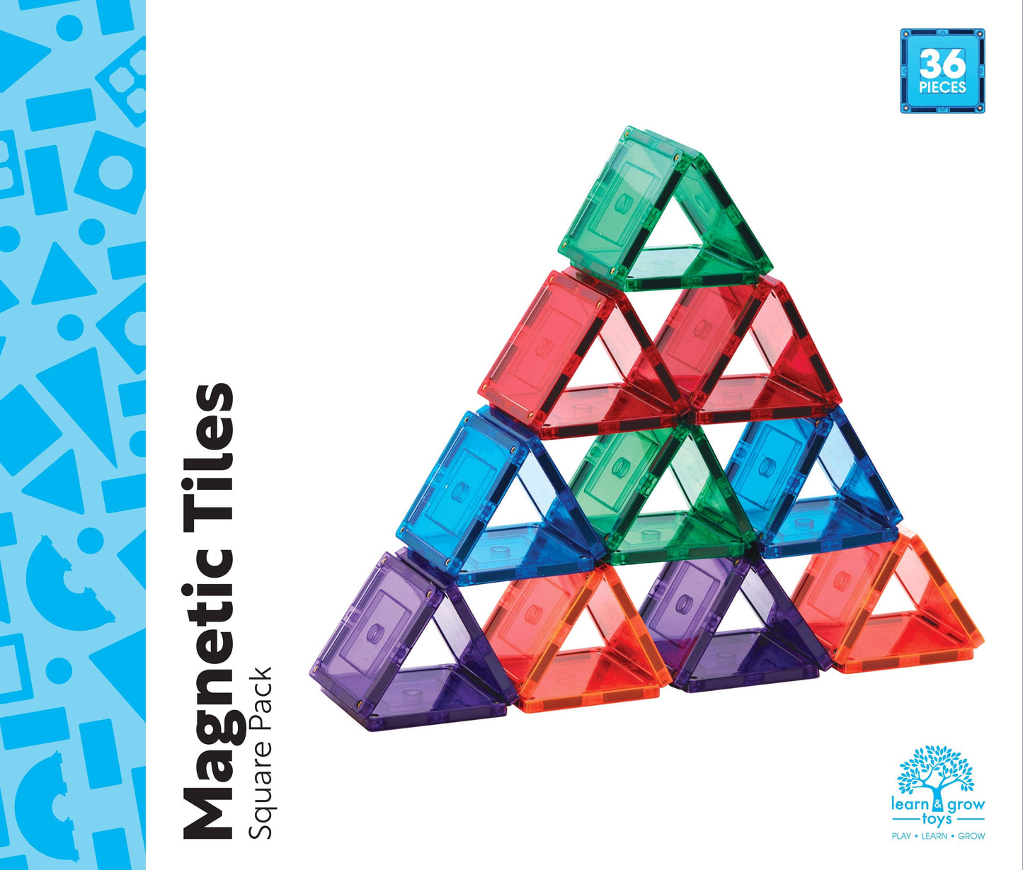 Learn and Grow Toys - Learn & Grow Magnetic Tiles - Small Square Pack (36 piece)