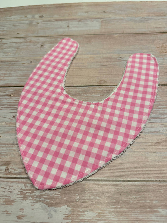 Finished with a Kiss - Baby Bib - Dribble Bib - Pink Gingham 