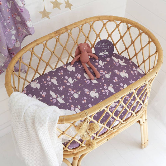 Snuggle Hunny - Midnight Swan Organic Bassinet Sheet / Change Pad Cover