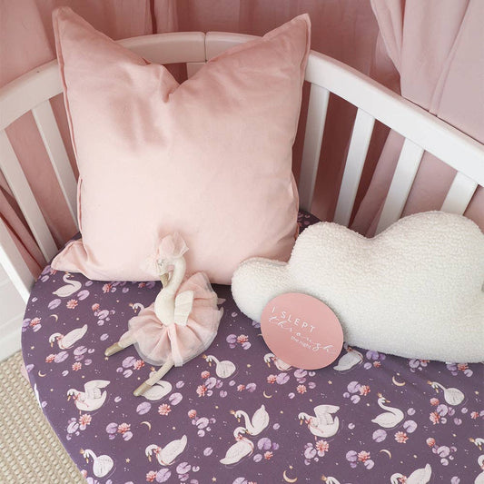 Snuggle Hunny - Midnight Swan Organic Fitted Cot Sheet