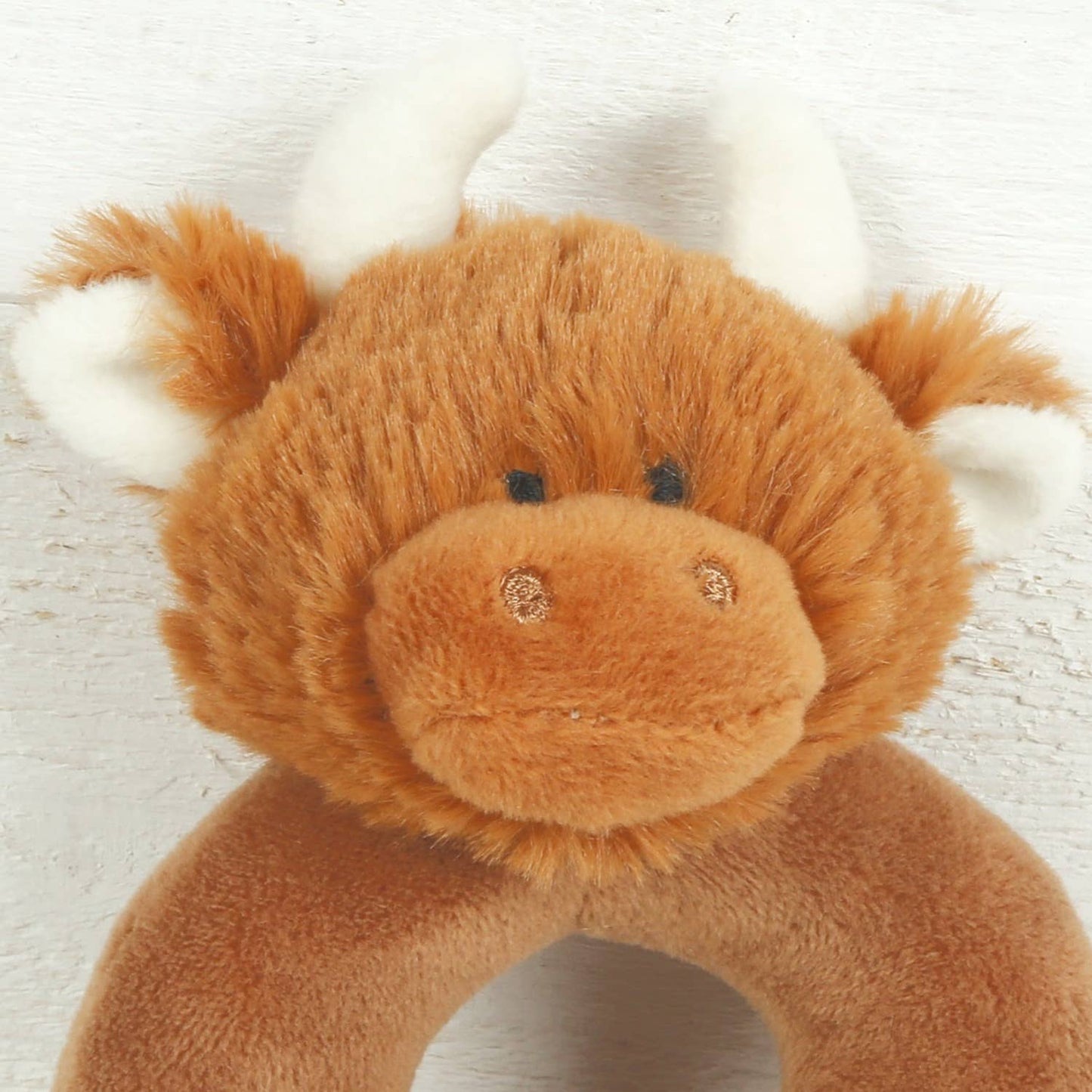 Jomanda Soft Toys & Accessories - Scottish Highland Brown Cow Baby Plush Soft Toy Rattle -10CM