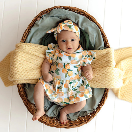 Snuggle Hunny - Citrus Squeeze Short Sleeve Organic Dress