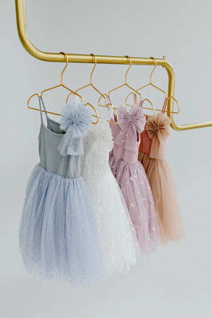 Confetti Kidz - Mauve Butterflies Ribbed Tulle Dress