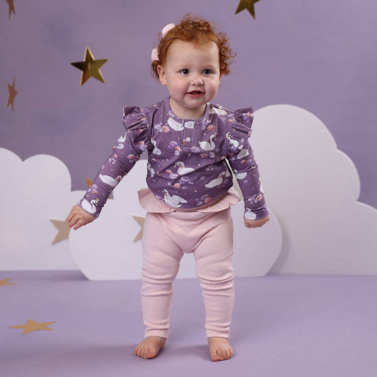 Snuggle Hunny - Baby Pink Organic Pants with Frill