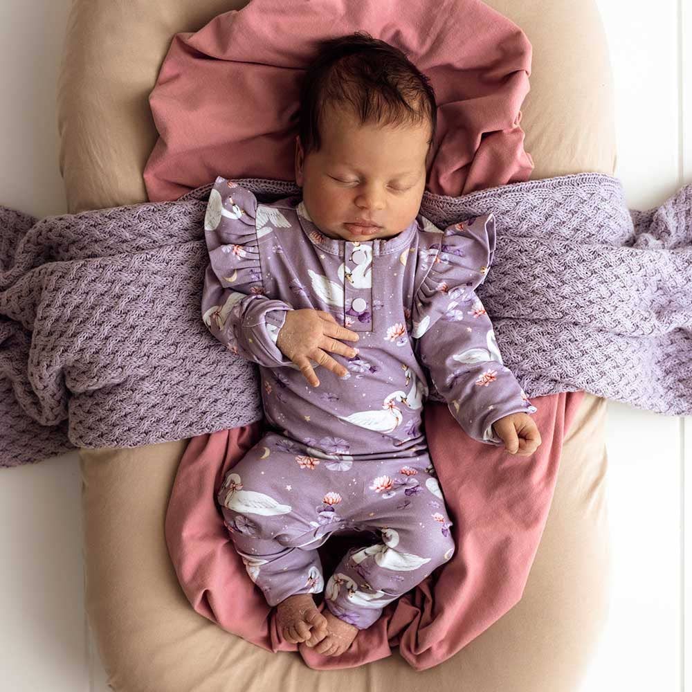 Snuggle Hunny - Swan Lake Organic Growsuit with Frill