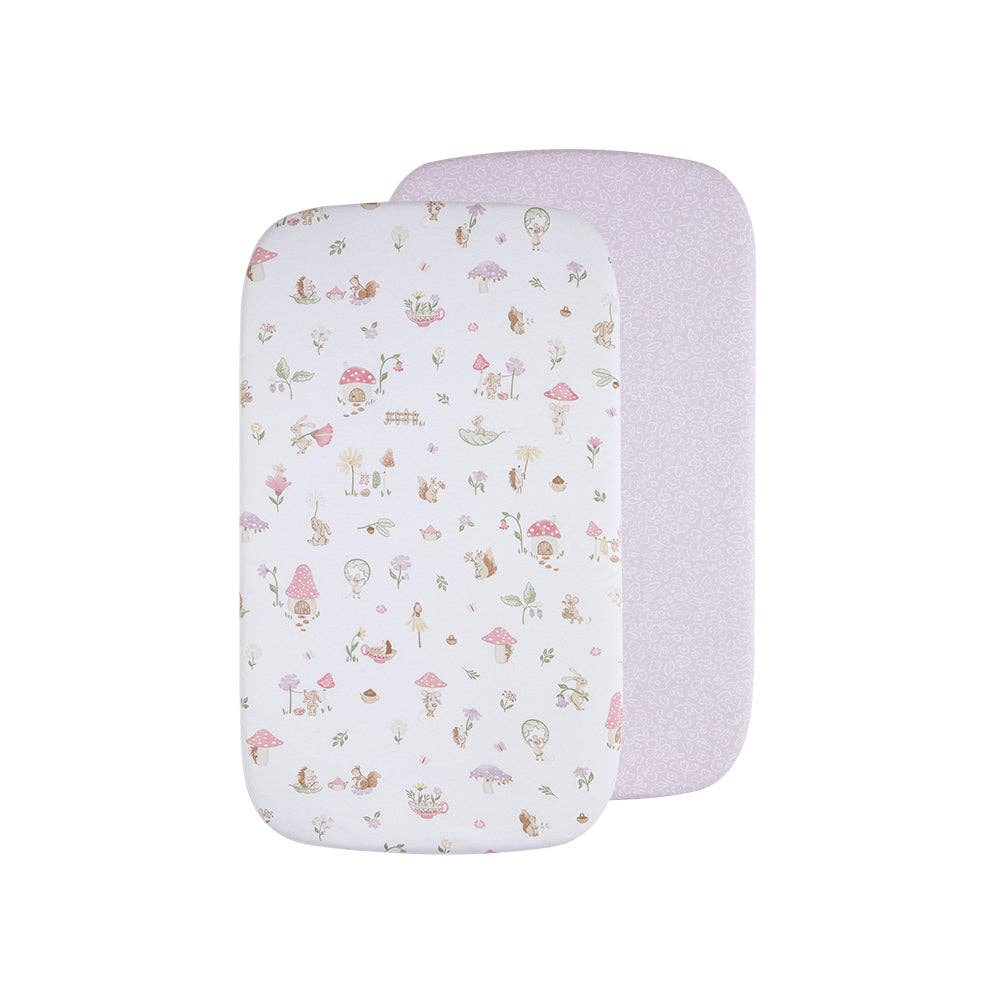 Living Textiles - Organic Bassinet Fitted Sheet 2 Pack - Whimsical Wonderland