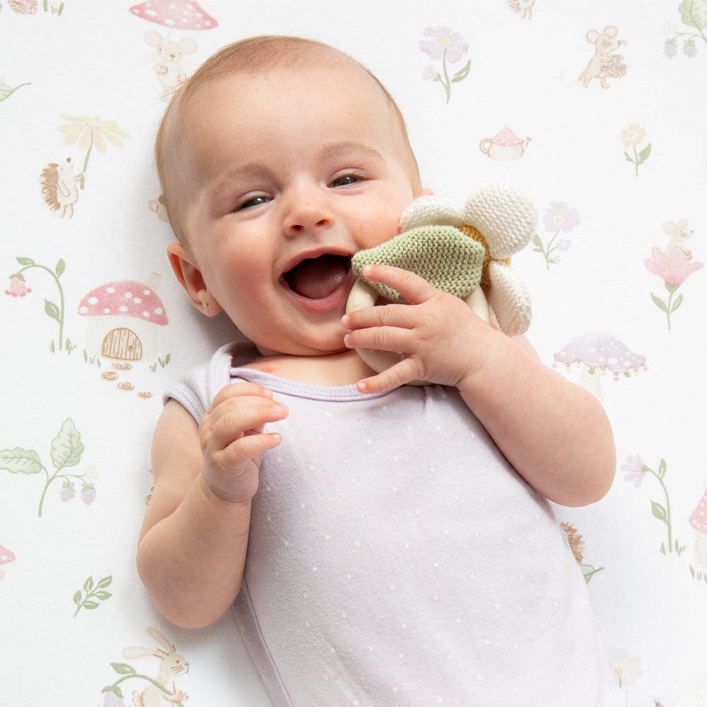 Living Textiles - Daisy Teething Ring Rattle - Whimsical Wonderland
