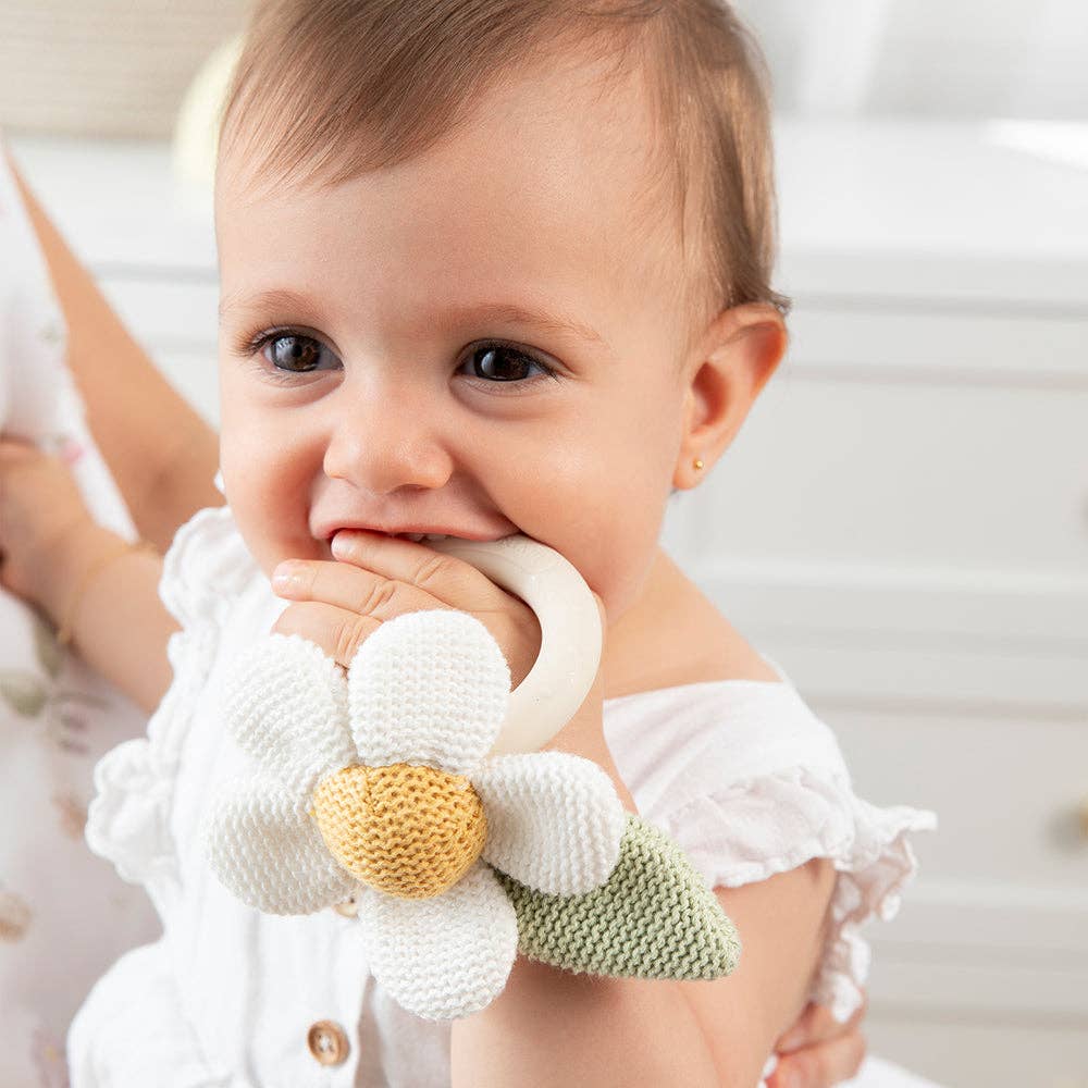 Living Textiles - Daisy Teething Ring Rattle - Whimsical Wonderland