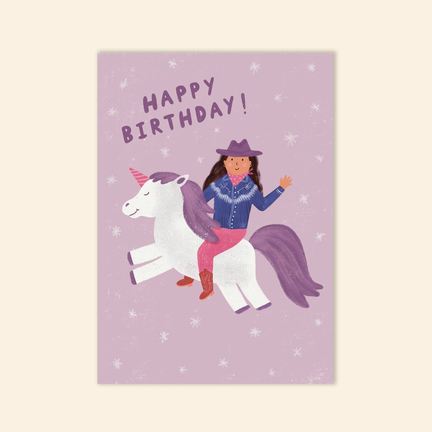 Lauren Sissons Studio - Cowgirl Unicorn Birthday Card - Fun Bday Greeting Card
