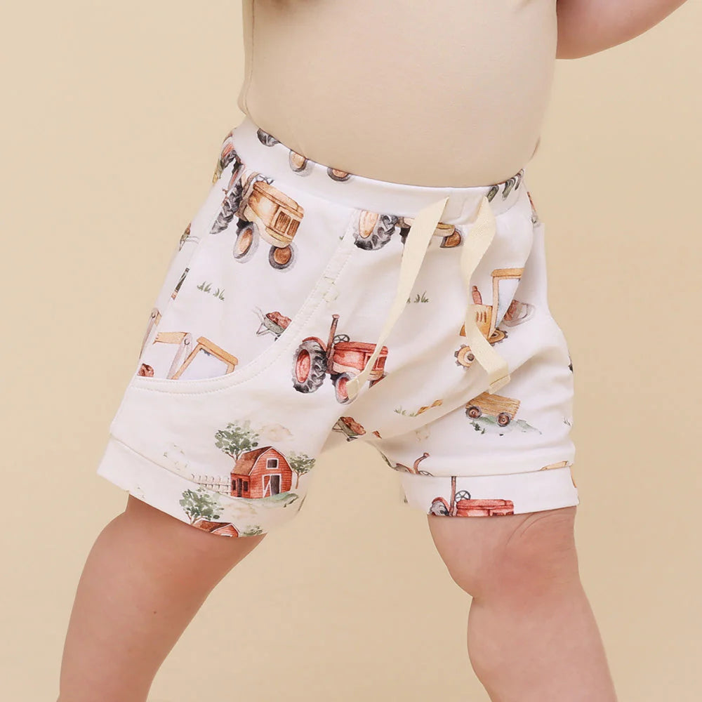 Snuggle Hunny - Diggers & Tractors Organic Shorts