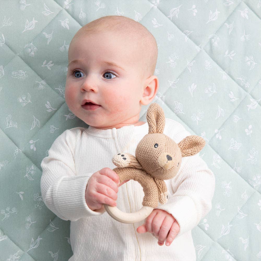 Living Textiles - Ring Rattle - Kangaroo