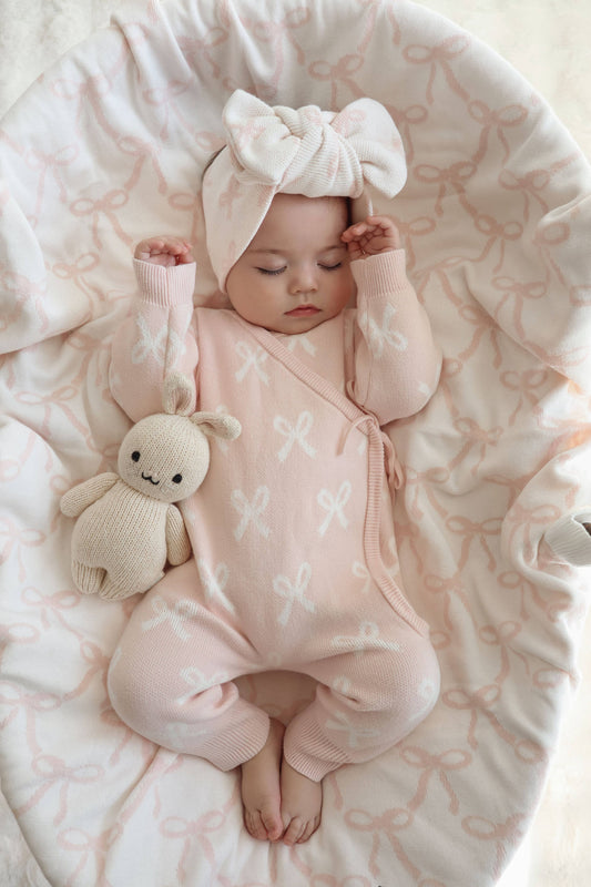 Petite + Co - KIMONO BOW ROMPER | BABY PINK