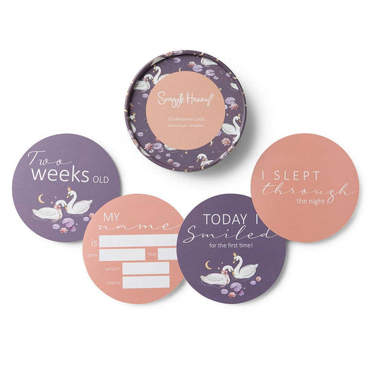 Snuggle Hunny - Swans & Rosa Reversible Milestone Cards