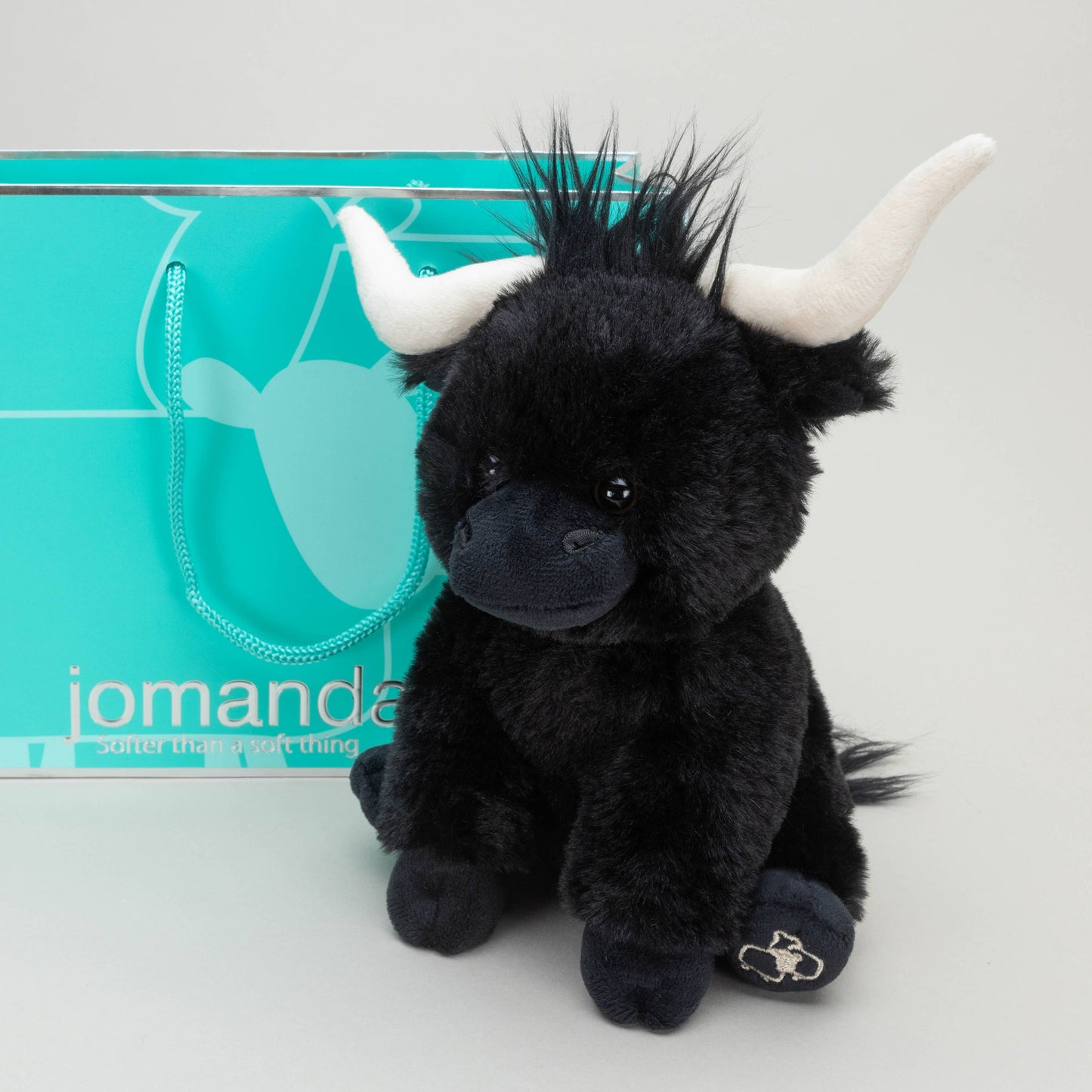 Longhorn Black Highland Cow 18cm Soft Plush Toy