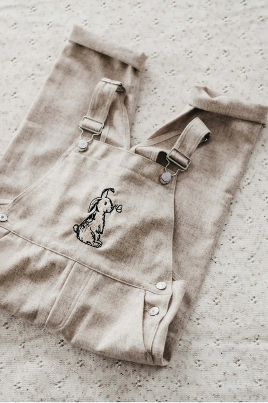 Bencer and Hazelnut - Easter Linen Overalls