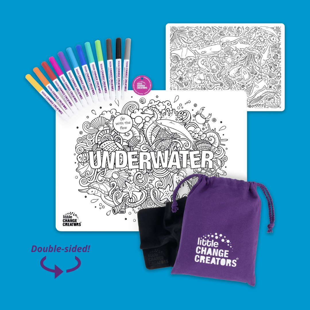 Little Change Creators - UNDERWATER | Wipeable Colouring Mat + Pens Set