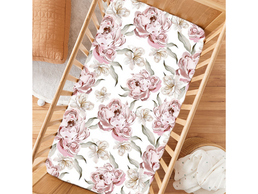 Savannah and Three - Peony Paradise Cot Sheet