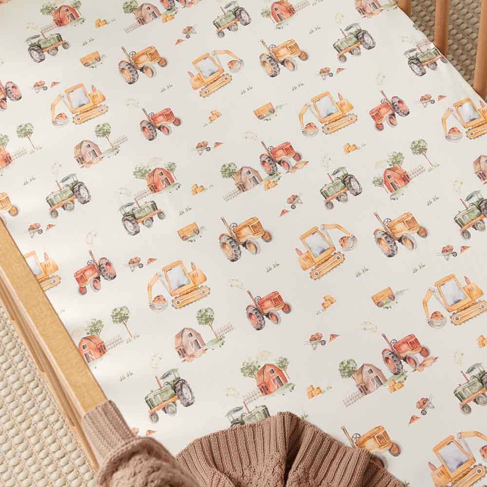 Snuggle Hunny - Diggers Organic Fitted Cot Sheet