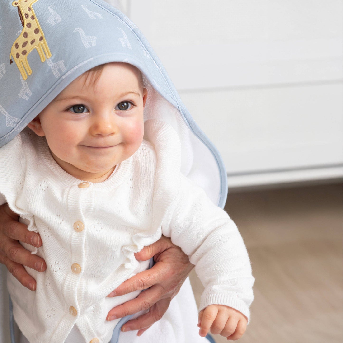 Living Textiles - Hooded Towel- Giraffe Applique - Wild Safari