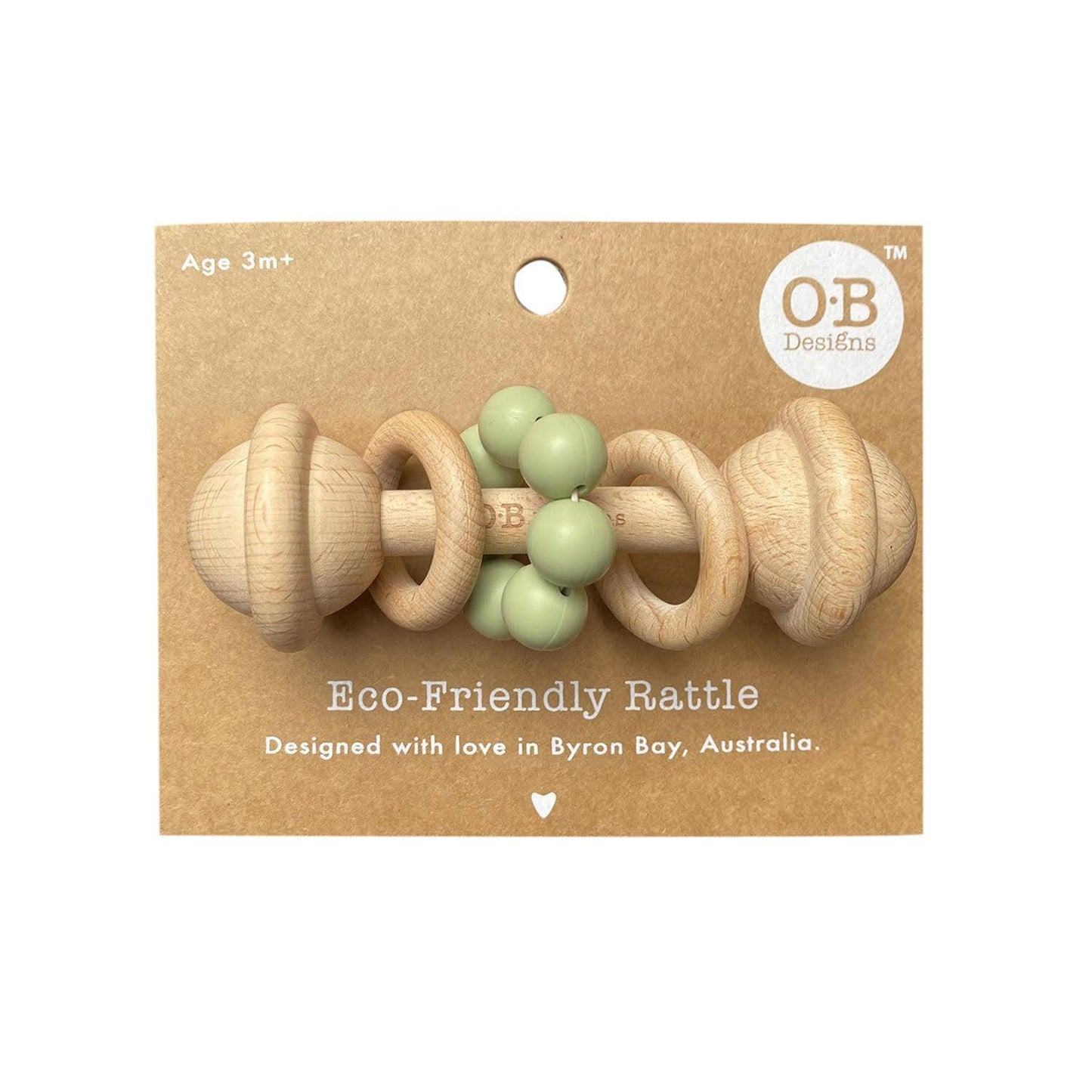 OB Designs Australia - Mint | Wooden Rattle