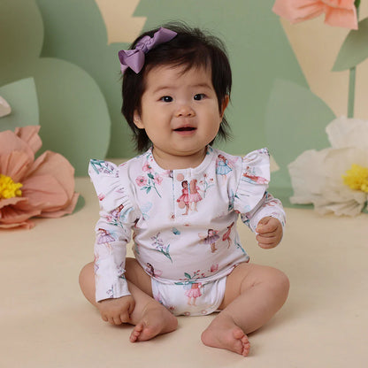 Snuggle Hunny - Fairy Garden Long Sleeve Organic Bodysuit with Frill